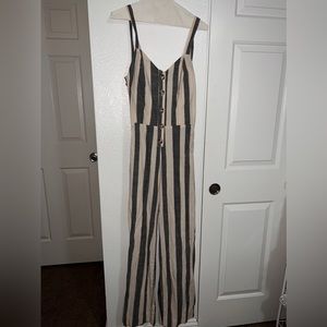 Vertical Stripe Open Back Jumpsuit